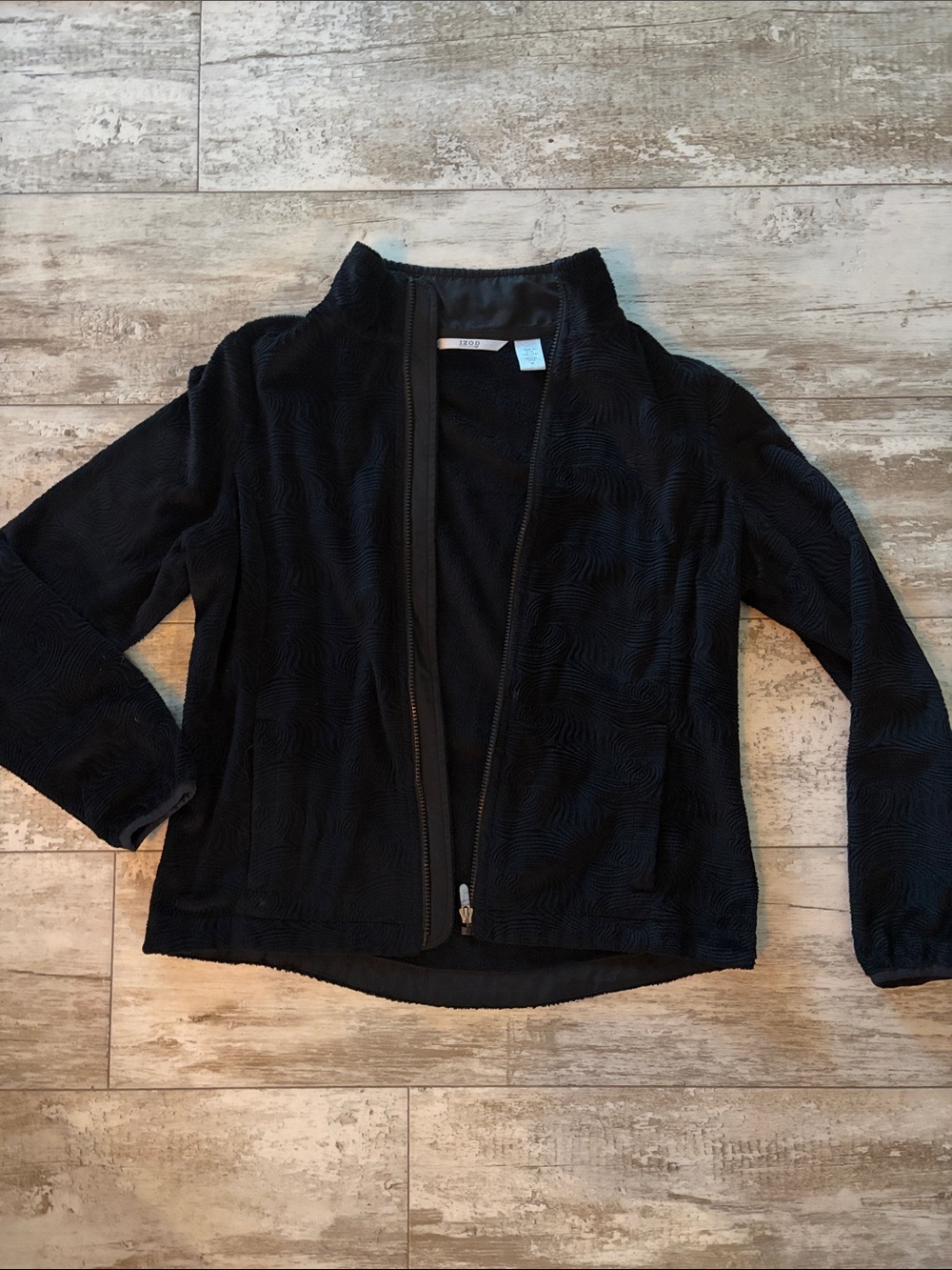 Black Textured Zip-Front Jacket